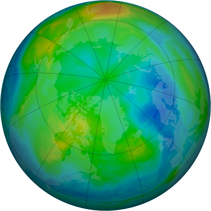 Arctic ozone map for 10 November 1988